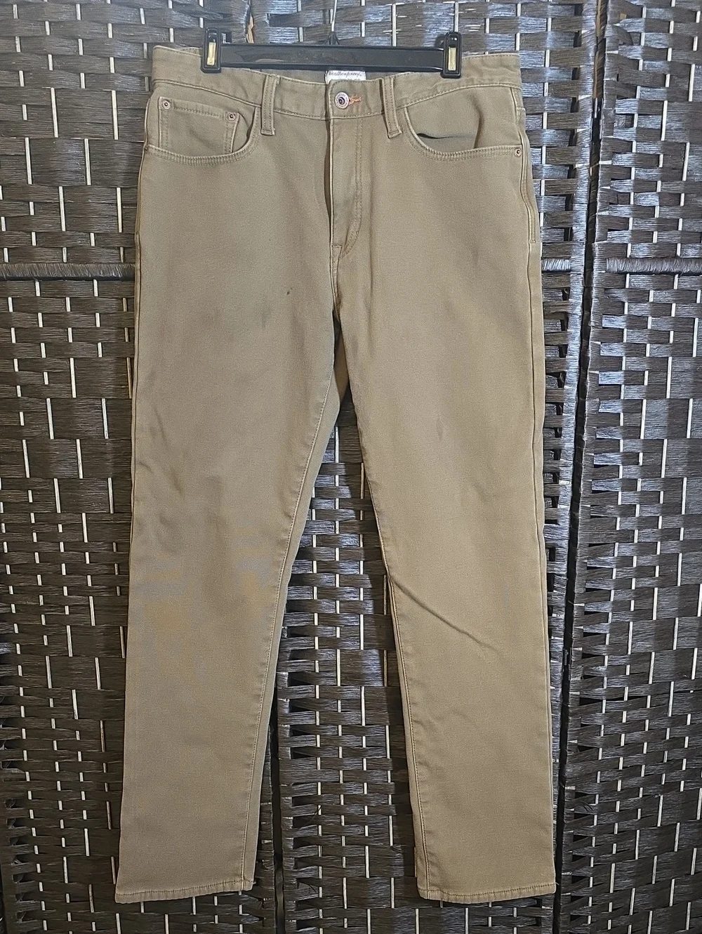 Weatherproof Vintage Men's Tan 5-Pocket Khaki Straight Leg Pants 34x34